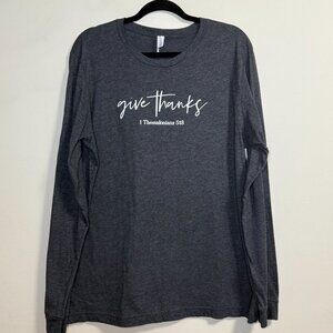 Bella + Canvas Long Sleeve Shirt "Give Thanks" 1 Thessalonians 5:18 Heather Gray